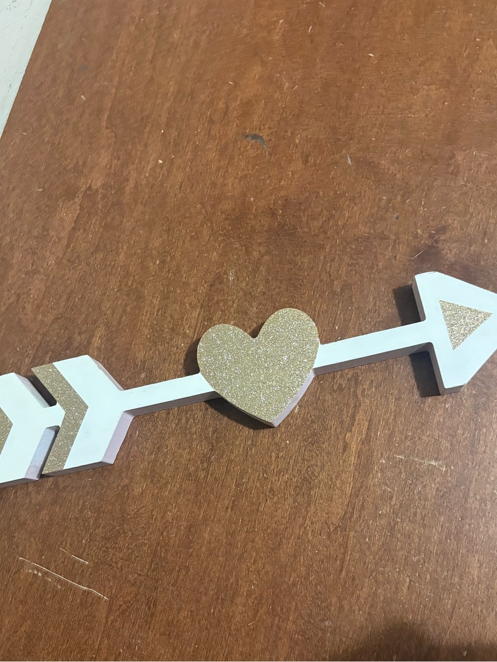 Gold Glitter Heart Arrow Wall Decor - White, Pink & Gold